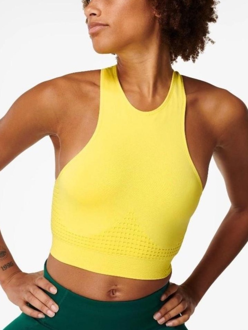 Sweaty Betty Stamina High Neck Bra Seamless Yellow Neon XL